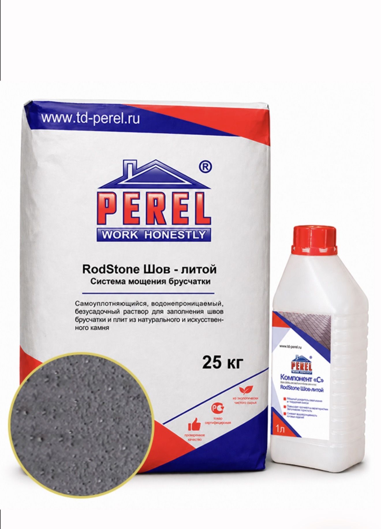 Perel «RodStone Шов-литой», бежевый, 25 кг + компонент "C"