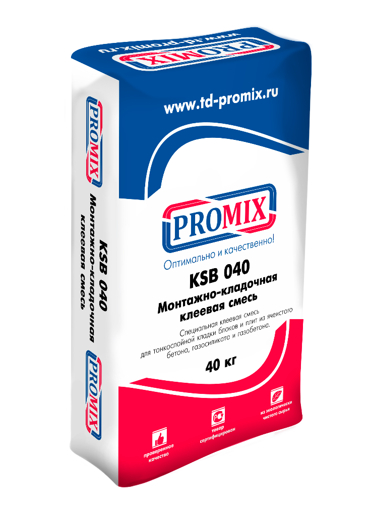 Монтажно-кладочная клеевая смесь Promix КSB 040, 40 кг
