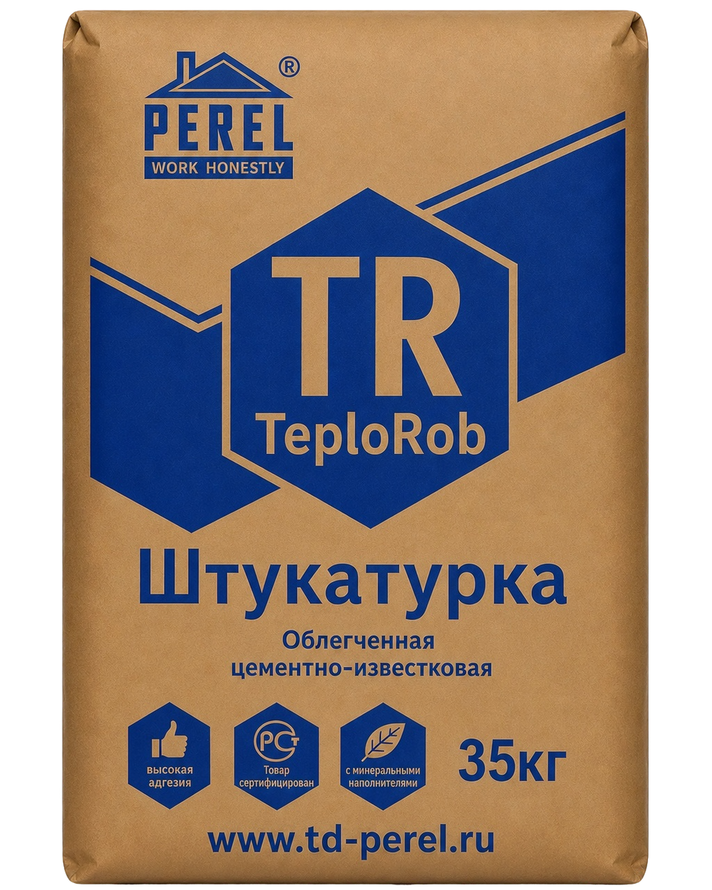 Облегченная цементно-известковая штукатурка Perel TeploRob TR, 35 кг