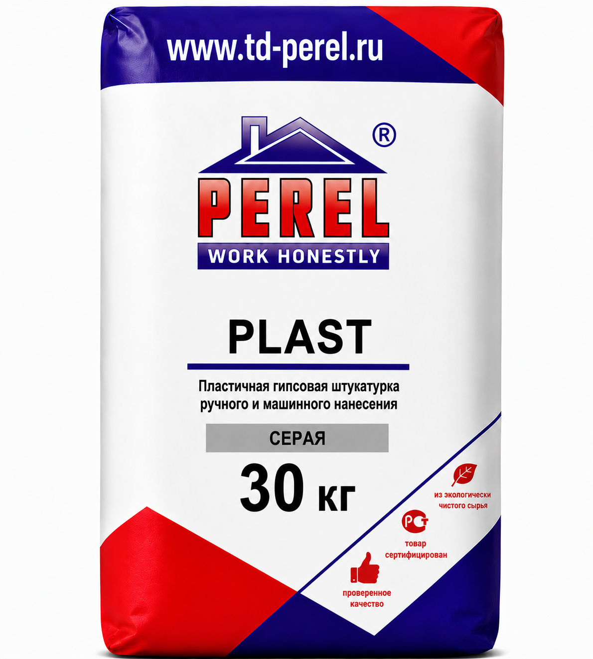 Гипсовая штукатурка пластичная Perel Plast, серая, 30 кг