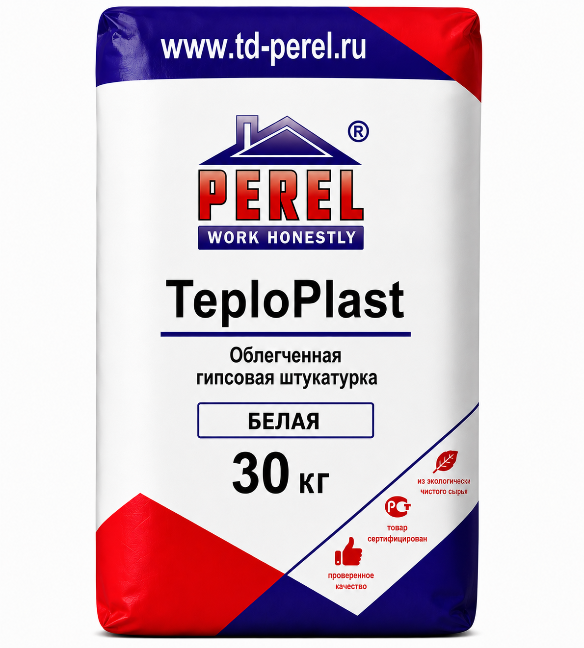 Гипсовая штукатурка облегченная Perel TeploPlast, белая, 30 кг