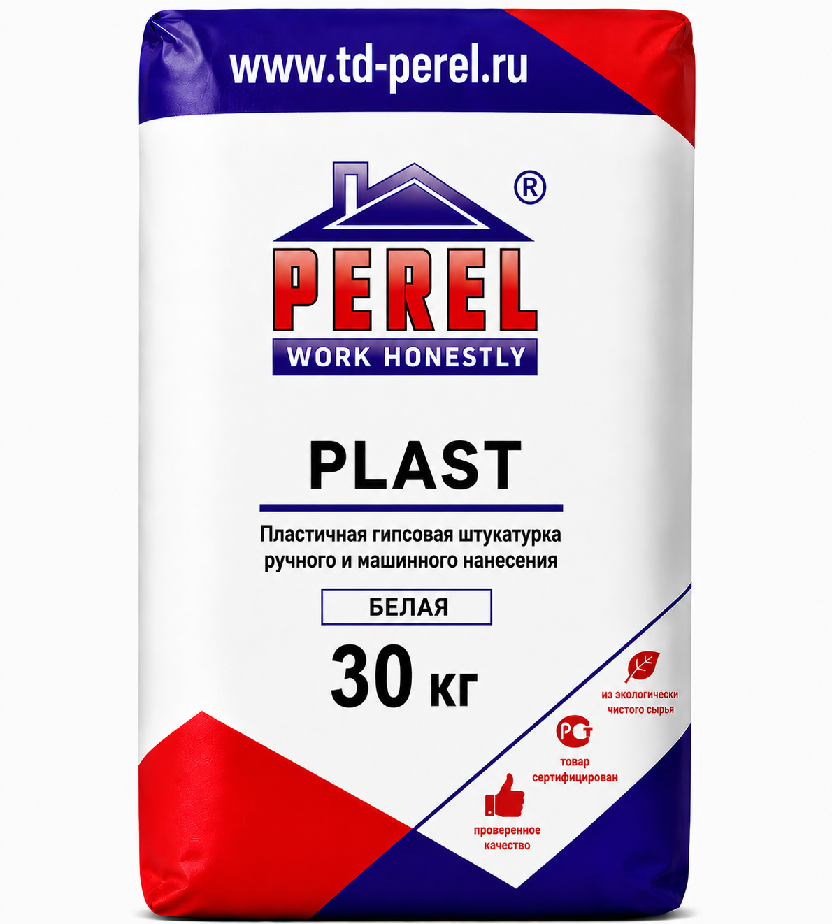 Гипсовая штукатурка пластичная Perel Plast, белая, 30 кг