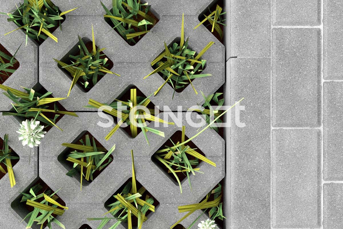НА ЗАКАЗ Тротуарная плитка Steingot Газонная решетка Серая 100 мм