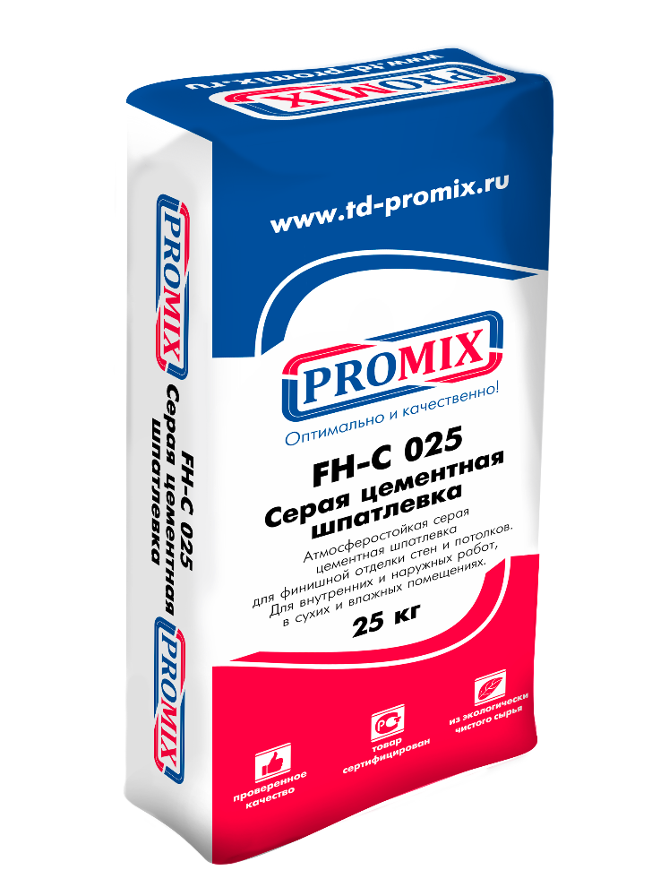 Шпатлевка цементная Promix FH-C 025, серая, 25 кг