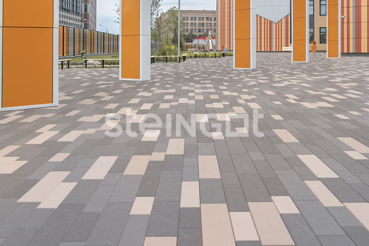 НА ЗАКАЗ Тротуарная плитка Steingot Домино Серая 80 мм